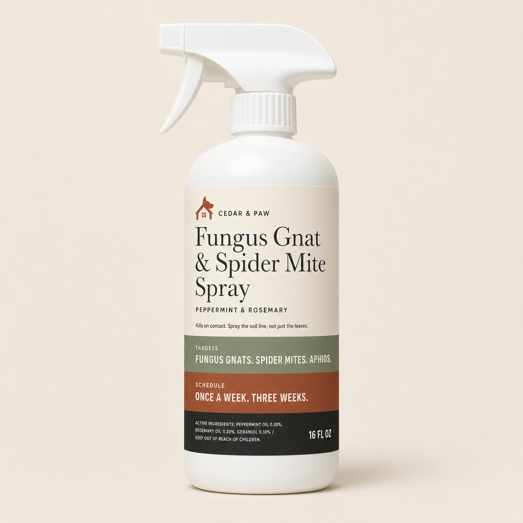Cedar and Paw fungus gnat and spider mite spray, 16 oz trigger bottle